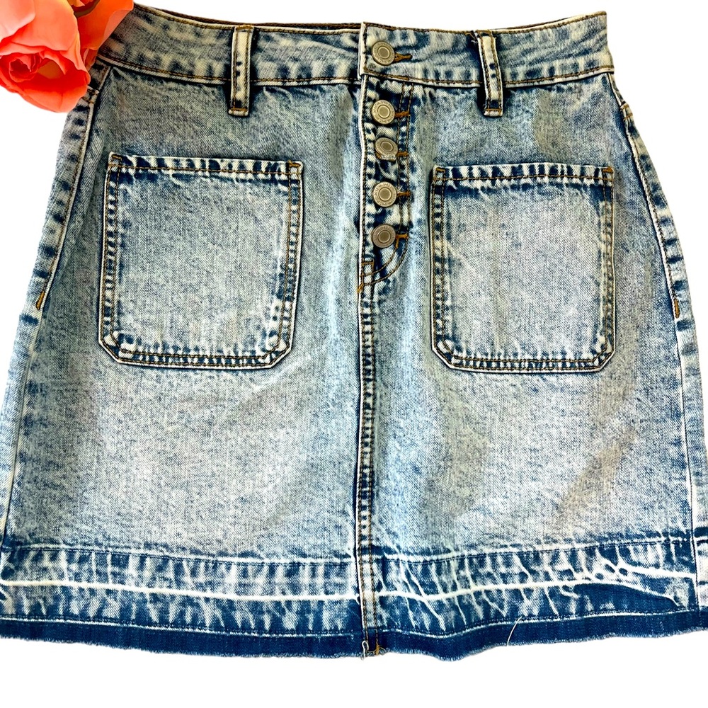 SO Mini Button Front Denim Short Jean Skirt Size 7